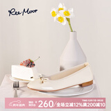 reemoor睿慕单鞋2025秋冬低跟圆头平跟浅口女鞋低帮软底纯色单鞋子 米白色 37