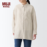 MUJI MUJI 女式 亚麻 水洗宽版衬衫长袖休闲百搭衬衫衬衣BCJ22C2S 原色 XS-S