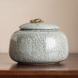 豪峰哥窑茶叶罐2025新款茶具套装密封罐收纳茶盒家用醒茶罐新年礼物 精选款【哥窑茶叶罐 600ml】简装