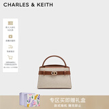 CHARLES&KEITH鳄鱼纹凯莉包手提斜挎婚包包女包生日礼物新年礼物CK2-50270880-1 CK2-50270880-2灰褐色/米色（新色） S
