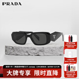 普拉达（PRADA）太阳镜女款黑色镜框墨镜眼镜立体标明星款送礼物17WSF 1AB5S0