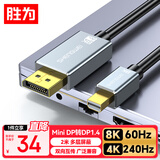 胜为Mini DP转DP转接线 1.4版转换器 8K60Hz高清雷电转接头 苹果Mac笔记本接显示器2米AMD1020J