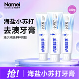 纳美（Namei）牙膏小苏打牙膏海盐薄荷美白清新口气含氟牙齿亮白去黄去渍护龈 海盐薄荷 160g*3支 （共480g）