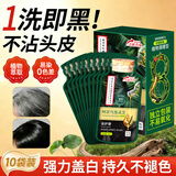 同仁堂染发膏自然黑纯天然植物萃取无刺激不沾头皮盖白头发30ml*10袋