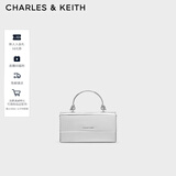 CHARLES&KEITH质感拎手提链条斜挎单肩小方包包女包生日礼物CK6-10840559-A Silver银色 XS