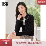 欧莎（OSA）千金小香风减龄内搭娃娃领针织衫2025秋新款打底衫毛衣女上衣气质 黑色A M