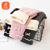 贝瑞加（Babyprints）女童打底裤秋冬宝宝加绒棉裤女孩加厚长裤保暖羊羔毛裤子 深灰120