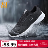 361°运动鞋男鞋秋冬季透气网面跑鞋黑色通勤轻质户外慢跑步鞋 曜石黑/361度白【皮革面防泼水】 42