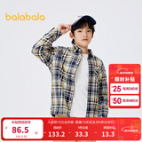 巴拉巴拉童装男童衬衫长袖中大童格子印花衬衣秋冬加绒上衣潮 卡黑色调00459 150cm