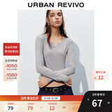 UR2025秋季新款女装时尚休闲简约基础修身T恤UYB450010 花灰 M