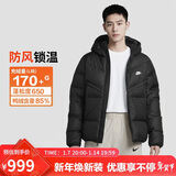 耐克NIKE男冬季短款连帽羽绒服 运动防寒外套 WR系列DV1132-010黑2XL