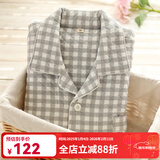眠岛2025年秋季新款加厚夹棉冬款情侣睡衣女日系春季格子空气层家居服 男款 灰格LZ1253 S