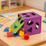 TaTanice大颗粒积木3-6岁蒙氏早教玩具投币形状配对盒六面体儿童新年礼物