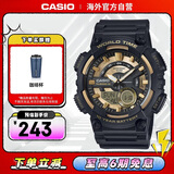 卡西欧（CASIO）大众指针时尚防水数字双显世界时间运动休闲男表 AEQ-110BW-9AVDF