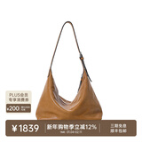 裘真新年礼物【明星推荐】经典hobo包植鞣牛皮腋下通勤休闲饺子女包 大象灰-大号 小包/大包