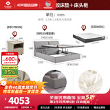 左右皮艺床现代简约1.8m双人床主卧实木液压大床组合DR119-1 影清灰