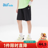 361°儿童短裤夏季男女童3-12岁透气运动裤梭织五分裤 黑 175