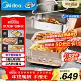 美的（Midea）电火锅钛陶0氟多功能锅不锈钢蒸锅鸳鸯火锅专用锅超薄速沸多功能一体电锅煎烤料理锅DLS332266S