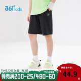 361°儿童短裤夏季男女童3-12岁透气运动裤梭织五分裤 黑 150