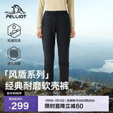 伯希和（Pelliot）【风盾】冲锋软壳裤女冬季保暖抓绒裤防风高弹长裤男125107018黑L