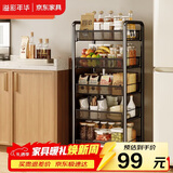 溢彩年华 厨房置物架落地可移动小推车蔬菜篮子收纳架客厅零食储物架1058