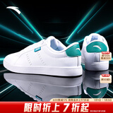 安踏男鞋小黑鞋冬季保暖低帮板鞋新款防滑耐磨男士休闲滑板鞋子男 白绿-2 39