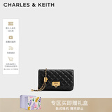 CHARLES&KEITH经典菱格链条小方单肩斜挎包包女包生日礼物新年礼物CK2-70160131 Black黑色 小包