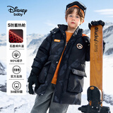 迪士尼（Disney）童装儿童男童五防抑菌抗静电中长款90羽绒服24冬DB441KE19黑130