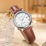 宝茄达（BRIGADA）女士手表女机械表高级感小表盘名牌女表防水夜光七夕礼物送女友 纯银色-进口机械