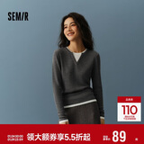 森马（Semir）森马毛衣女短款假两件含羊毛针织衫24冬新款保暖内搭109724107015