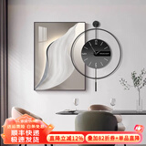 墨派 轻奢餐厅装饰画现代简约带钟表组合挂画饭厅背景墙壁画客厅挂画 前程似锦 70*100cm晶瓷+直径60cm钟表