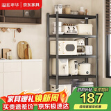 溢彩年华厨房置物架落地货架收纳储物架客厅阳台置物【60*40*175cm】6139