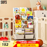 SOFS儿童书架绘本架简易落地宝宝小书柜铁艺幼儿置物架书本玩具收纳架 L码 (4+2)层 2盒
