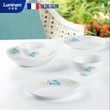 乐美雅白玉玻璃青花巴洛克餐具6件套耐热玻璃微波炉可用餐具礼盒