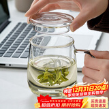 忆壶茶 玻璃茶杯茶具喝水杯子茶道杯 绿茶杯红茶带过滤竹木盖泡茶杯 玻璃盖500ML