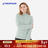 迪卡侬（DECATHLON）户外透湿抓绒女加厚摇粒绒抓绒衣保暖外套冲锋衣内胆MH100 半拉链-绿色 L