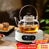 忆壶茶（YIHUTEA）煮茶壶电陶炉煮茶器烧水壶泡茶炉养生壶套装泡茶壶加厚功夫茶具 1500w白色电陶炉+煮茶壶1.3L