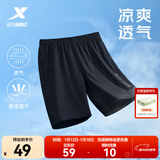 特步短裤男五分裤夏装新款宽松运动裤透气速干裤跑步健身男裤子 正黑色-0140 XL