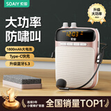 索爱（soaiy）S318PRO小蜜蜂扩音器教师专用10W大功率智能防啸叫U盘TF卡麦克风喇叭导游蓝牙音箱音响便携 玫瑰金