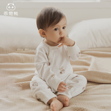 乖奇熊新生儿衣服可爱外出婴儿连体衣超萌春秋男女宝宝纯棉哈衣爬服睡衣 米白/小小泰迪 90cm