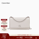 Calvin Klein【新年礼物】通勤单肩包荔枝纹包包金属搭扣链条翻盖CK女包斜挎包 WGY-米杏 OS