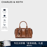 CHARLES&KEITH25冬新品褶皱包挂手提小方包波士顿包新年礼物送女友CK2-30671820 Chocolate巧克力色 S