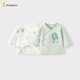 童泰婴儿半背衣春秋纯棉新生儿衣服初生宝宝和尚服满月服上衣绿色52cm