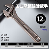 绿林（GREENER）黑镍活动扳手多功能家用万能活络扳12寸开口卫浴扳子活口板手