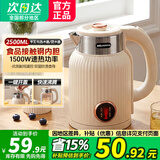 申花【德国品质】电热水壶大容量家用烧水壶宿舍保温双层防烫不锈钢无缝内胆大功率快速烧水沸腾恒温壶 2.5L 智能恒温+不锈钢内胆