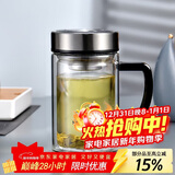 希诺双层玻璃杯男家用商务办公水杯带手柄泡茶杯子XN-9320 290mL