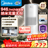 美的（Midea）【小蓝鲸PRO】无雾空气加湿器孕妇母婴幼儿客厅大容量落地家用卧室静音抗菌喷雾器元旦礼物1Y80pro