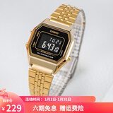 卡西欧（CASIO）手表 经典方块小金表时尚ins复古男表女表情侣表夜光电子表 LA680WGA-1BD 28mm表盘