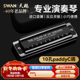天鹅（SWAN）10孔布鲁斯口琴追梦人爱尔兰paddy音阶高级专业演奏口琴黑色