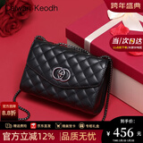 CALWAN KEODH包包女包轻奢小众牛皮新款2025斜挎包链条包生日元旦礼物送女友 黑色【定制礼盒装】高端品牌高级感实用走心女生闺蜜